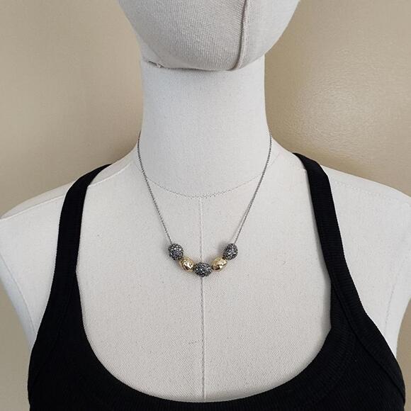 Silver/Gold Beaded Necklace - Picture 3 of 8